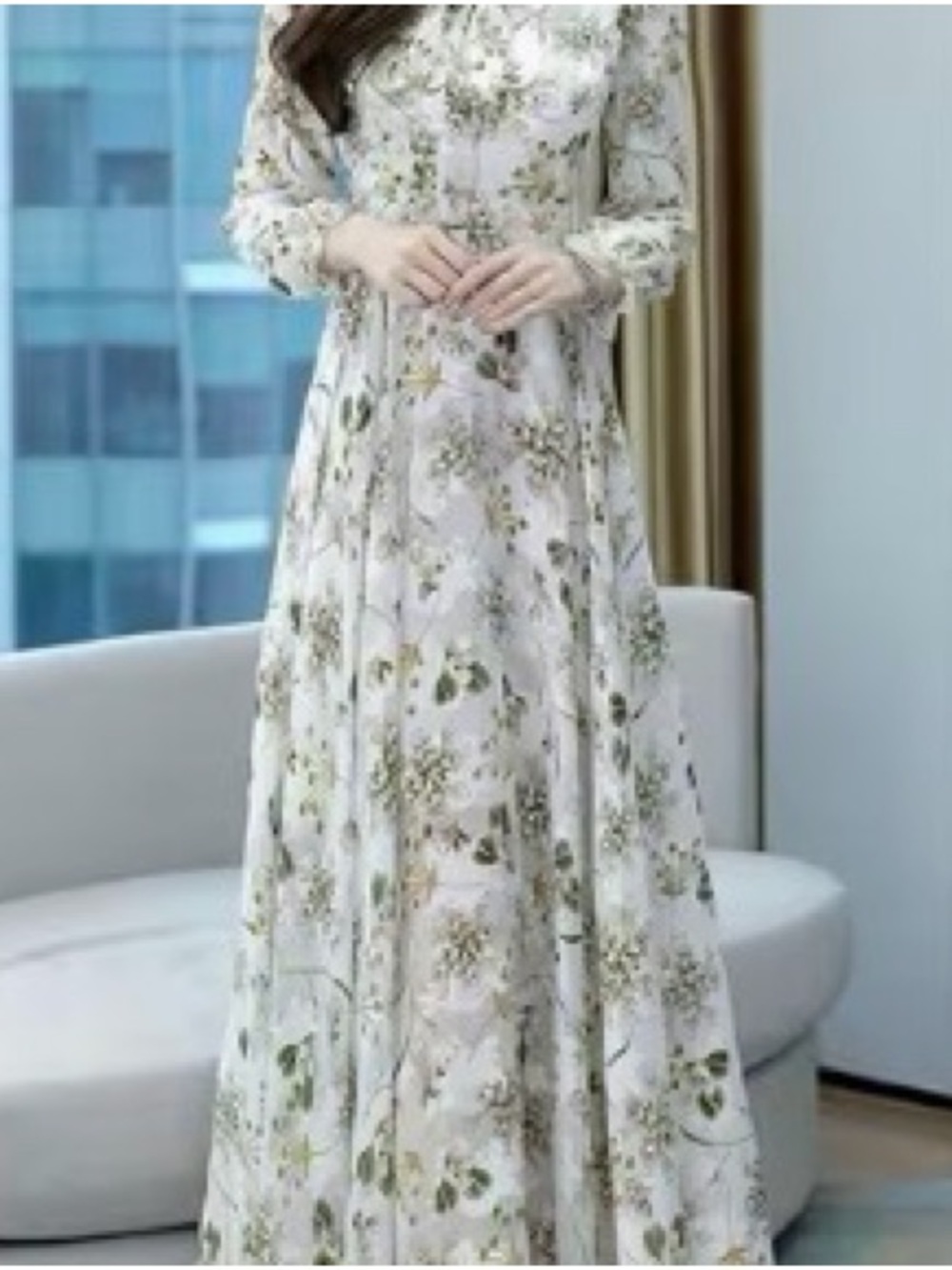 Retro Floral Front Tie Midi Dress